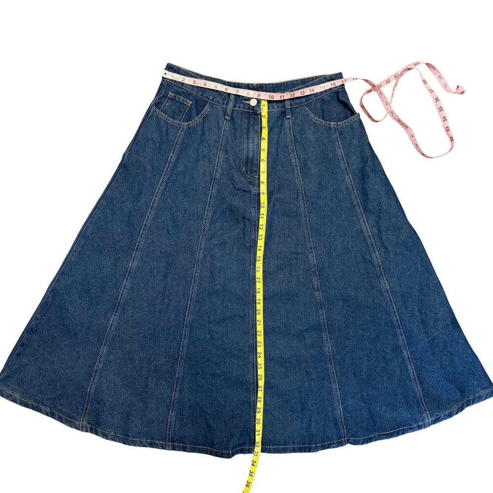 Polagram Boho Western Denim Paneled Flare Maxi Skirt Size XL - Picture 4 of 4